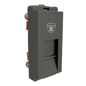 Telephone socket, Livia, RJ11, with shutter, 1 gang, painted grey